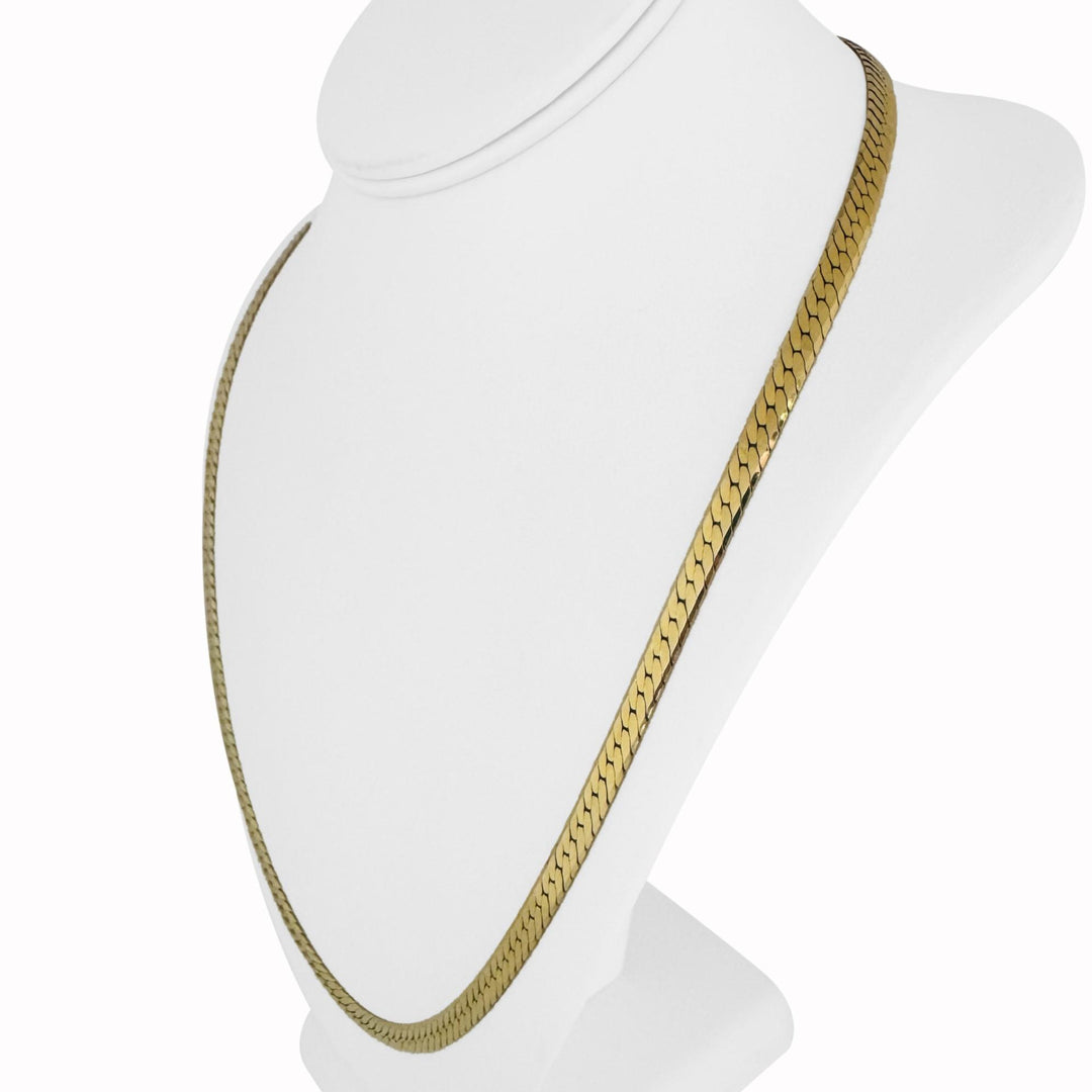 14k Yellow Gold 31g Solid Heavy Thick 5mm Herringbone Link Necklace Italy 24"