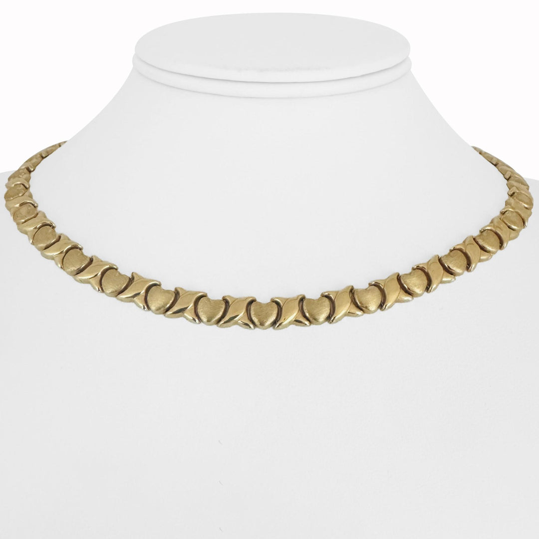 14k Yellow Gold 13g Ladies Hugs and Kisses XO Link Necklace Italy 16"