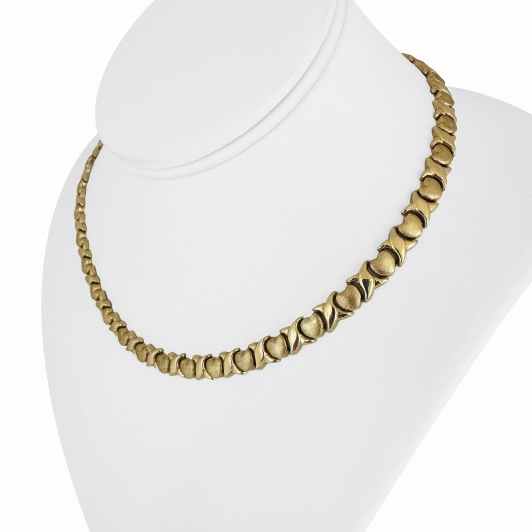 14k Yellow Gold 13g Ladies Hugs and Kisses XO Link Necklace Italy 16"