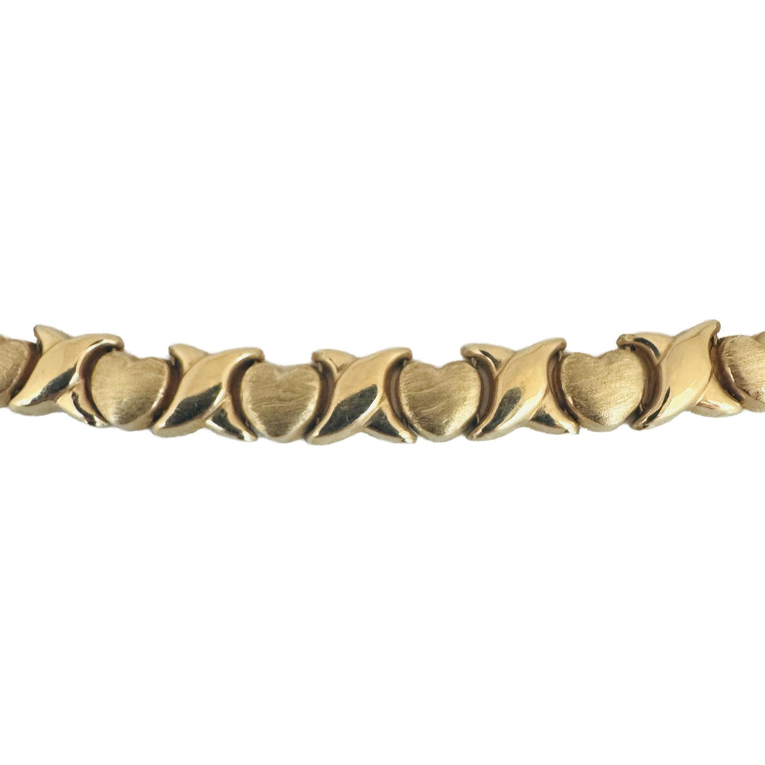 14k Yellow Gold 13g Ladies Hugs and Kisses XO Link Necklace Italy 16"