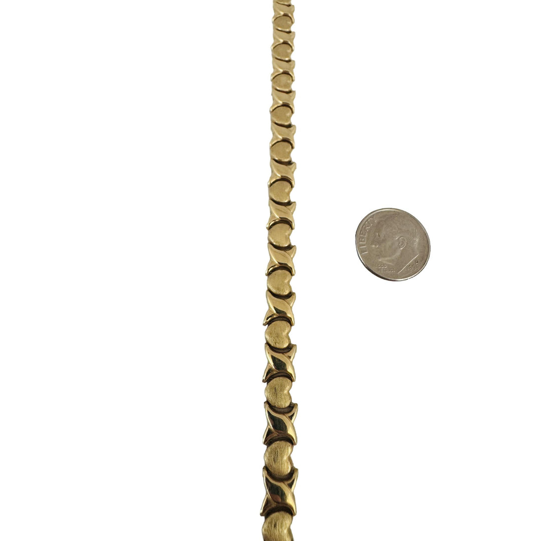 14k Yellow Gold 13g Ladies Hugs and Kisses XO Link Necklace Italy 16"