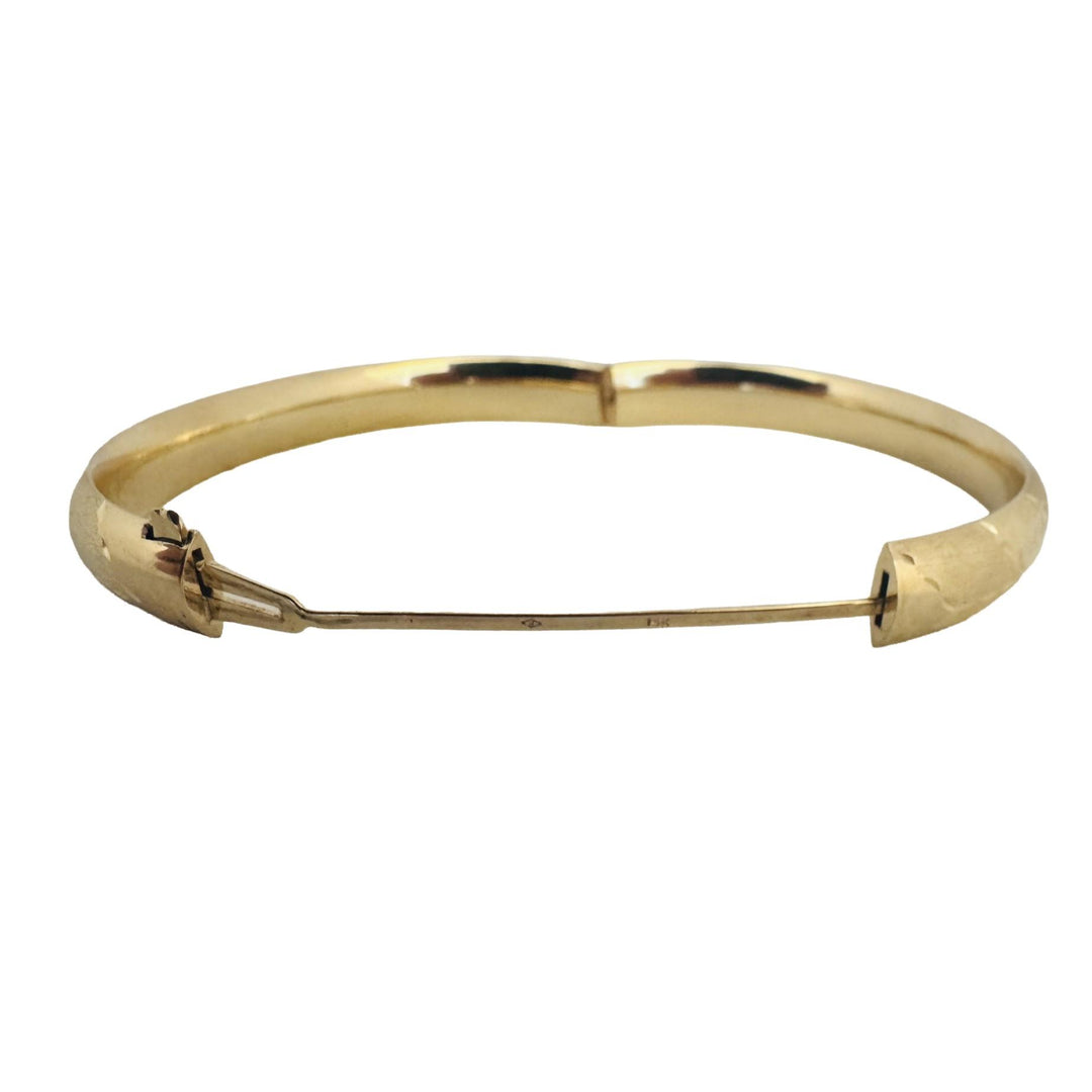 14k Yellow Gold 10g Diamond Cut Striped 8mm Bangle Bracelet 7.25"