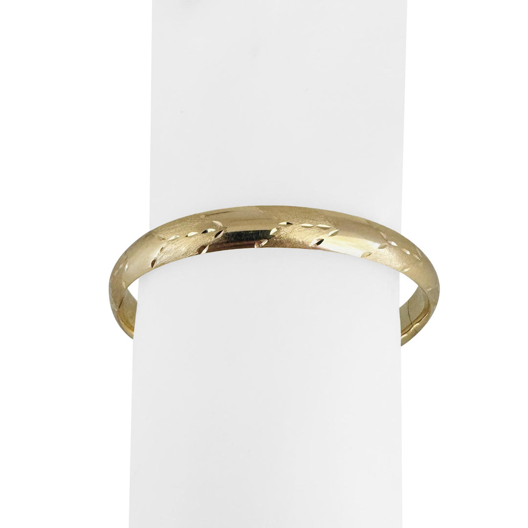 14k Yellow Gold 10g Diamond Cut Striped 8mm Bangle Bracelet 7.25"