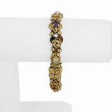 14k Yellow Gold 24.7g Heavy Multi Gemstone Slide Charm Bracelet 7.25"