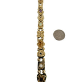 14k Yellow Gold 24.7g Heavy Multi Gemstone Slide Charm Bracelet 7.25"