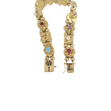 14k Yellow Gold 24.7g Heavy Multi Gemstone Slide Charm Bracelet 7.25"
