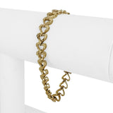 14k Yellow Gold 9.8g Solid Diamond Cut 8mm Heart Link Bracelet 7"