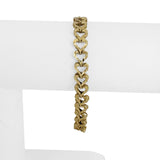 14k Yellow Gold 9.8g Solid Diamond Cut 8mm Heart Link Bracelet 7"
