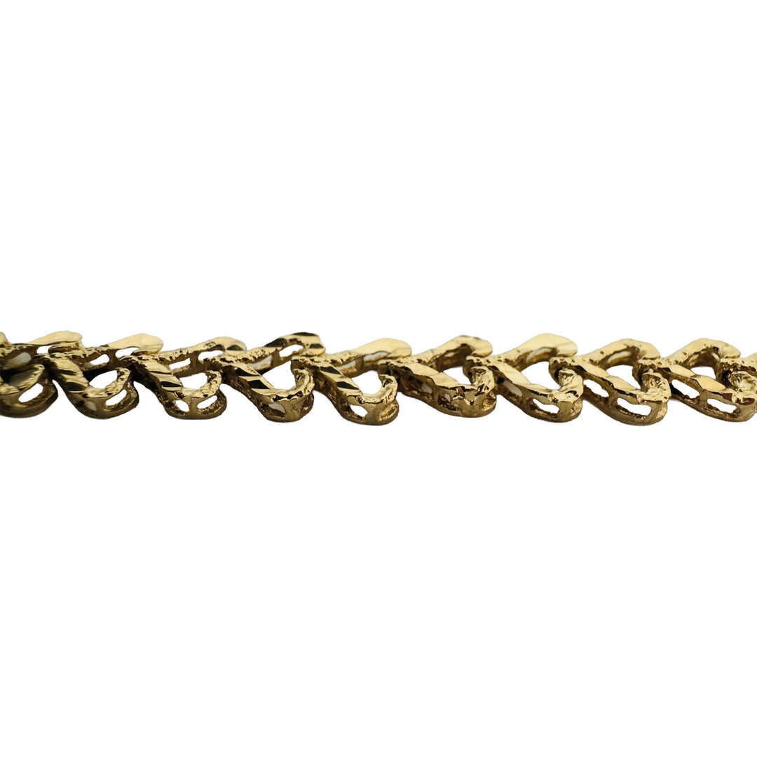 14k Yellow Gold 9.8g Solid Diamond Cut 8mm Heart Link Bracelet 7"