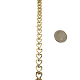 14k Yellow Gold 9.8g Solid Diamond Cut 8mm Heart Link Bracelet 7"