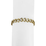 14k Yellow Gold 9.8g Solid Diamond Cut 8mm Heart Link Bracelet 7"