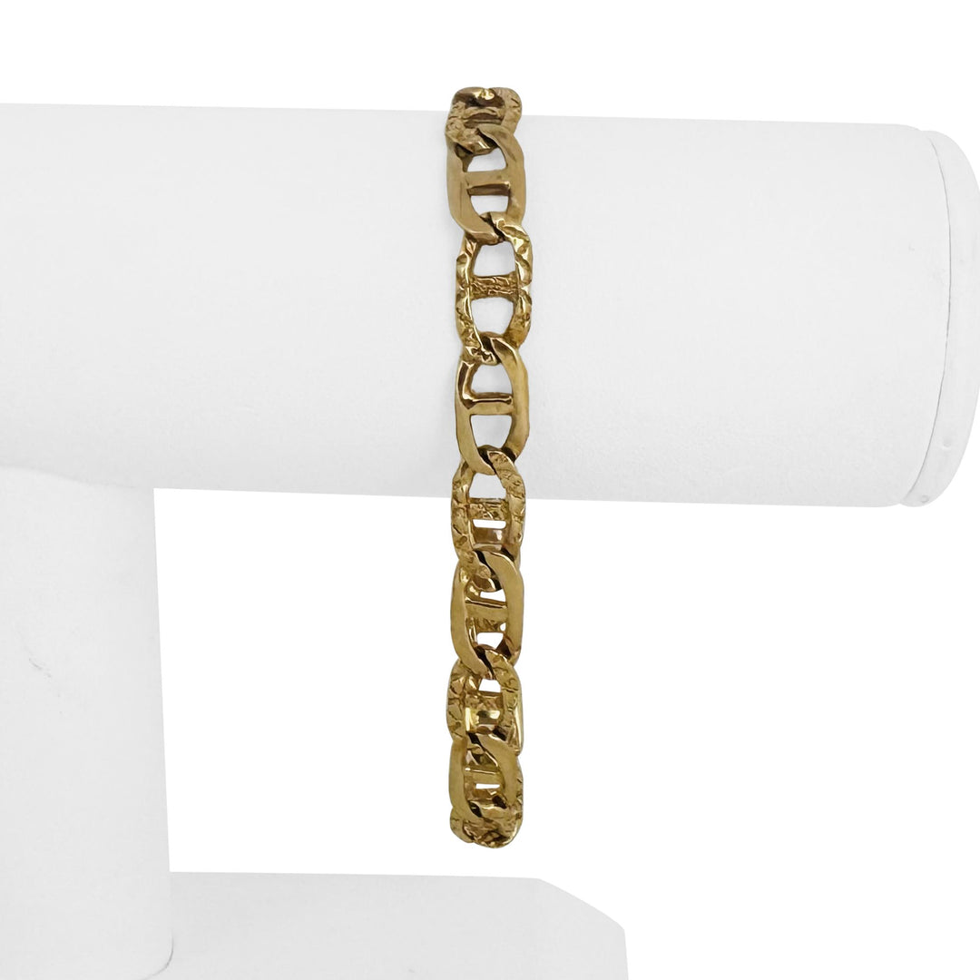 14k Yellow Gold 16.6g Semi Solid Men's 7.5mm Mariner Link Bracelet Italy 8.25"
