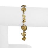 14k Yellow Gold 8.5g Sun Moon Earth Stars Charm Bracelet 7.25"