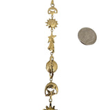 14k Yellow Gold 8.5g Sun Moon Earth Stars Charm Bracelet 7.25"
