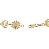 14k Yellow Gold 8.5g Sun Moon Earth Stars Charm Bracelet 7.25"