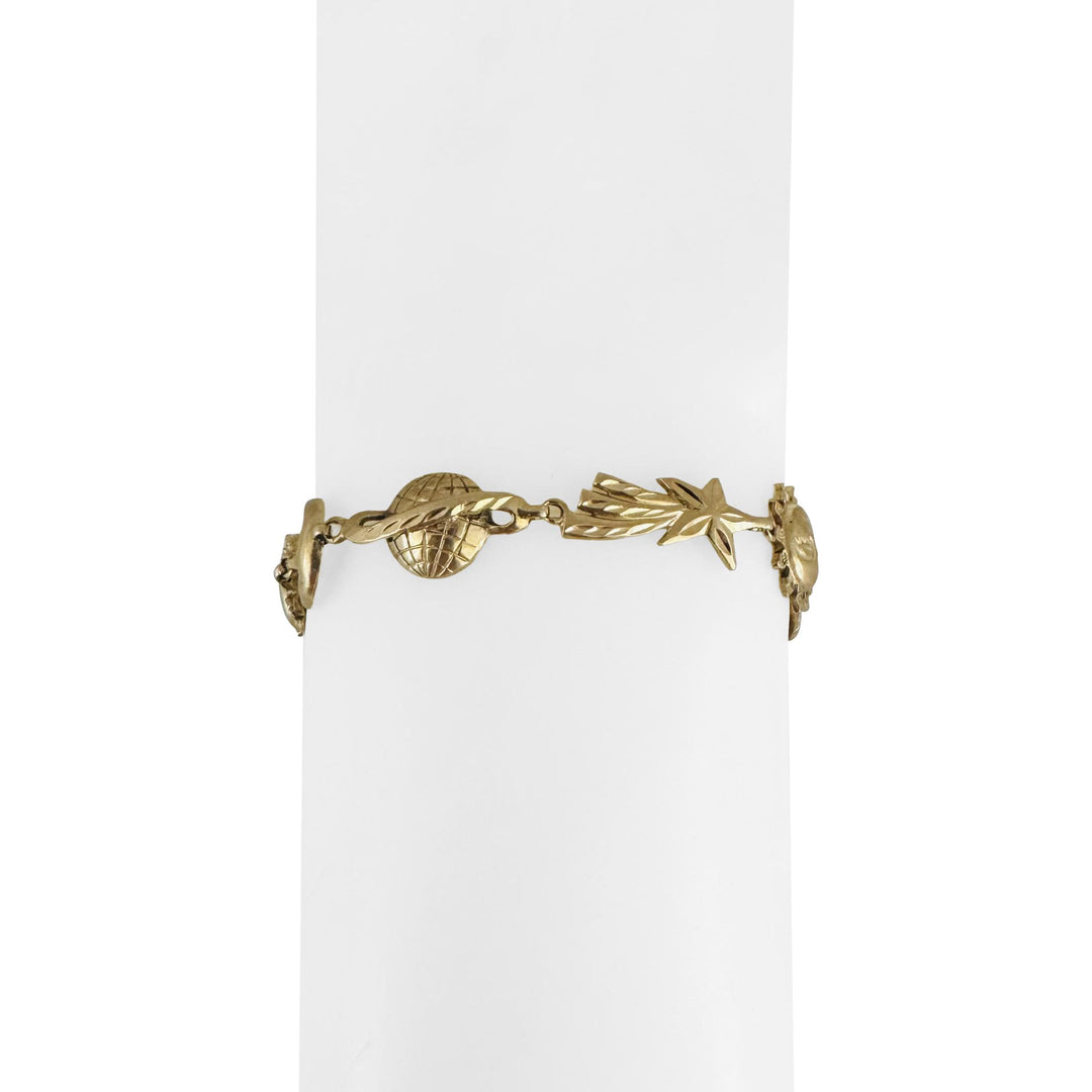 14k Yellow Gold 8.5g Sun Moon Earth Stars Charm Bracelet 7.25"