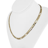 14k Yellow Gold 19.3g Semi Solid 5.5mm Figaro Link Chain Necklace Italy 18.5"