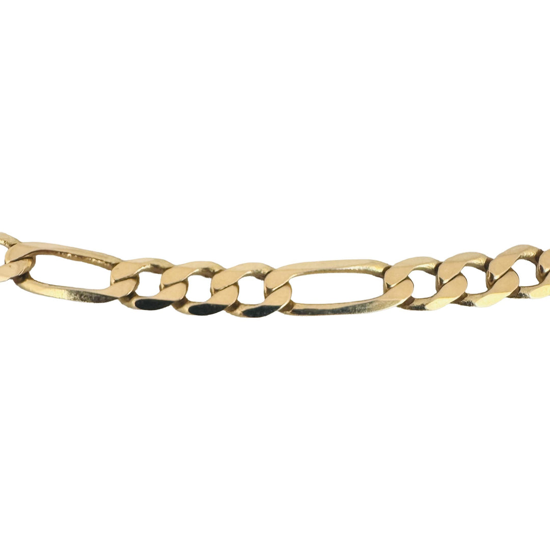 14k Yellow Gold 19.3g Semi Solid 5.5mm Figaro Link Chain Necklace Italy 18.5"