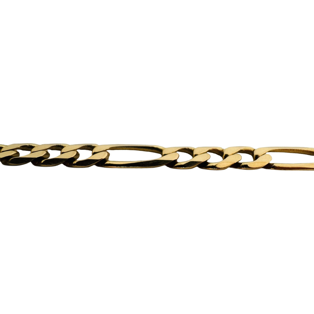 14k Yellow Gold 19.3g Semi Solid 5.5mm Figaro Link Chain Necklace Italy 18.5"