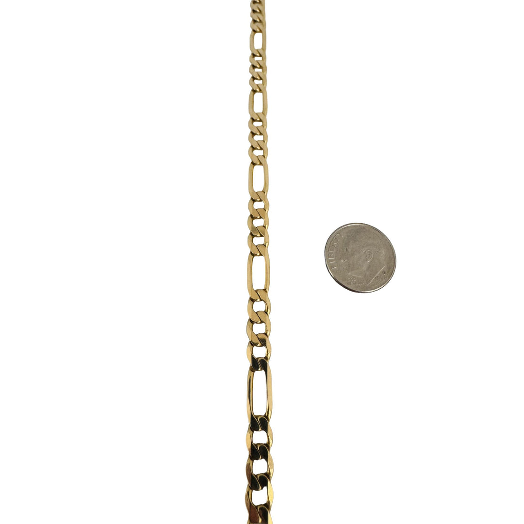 14k Yellow Gold 19.3g Semi Solid 5.5mm Figaro Link Chain Necklace Italy 18.5"