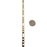 14k Yellow Gold 19.3g Semi Solid 5.5mm Figaro Link Chain Necklace Italy 18.5"