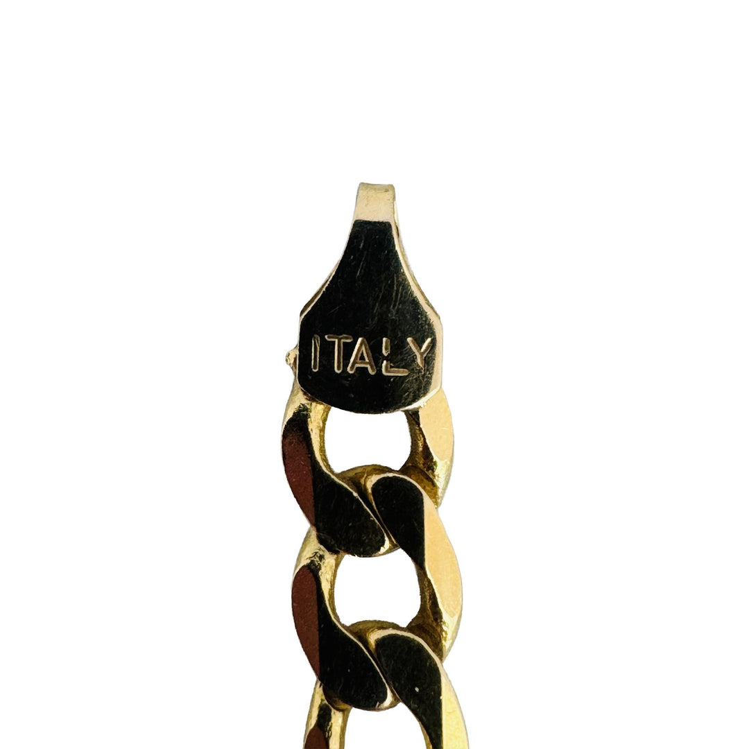 14k Yellow Gold 19.3g Semi Solid 5.5mm Figaro Link Chain Necklace Italy 18.5"