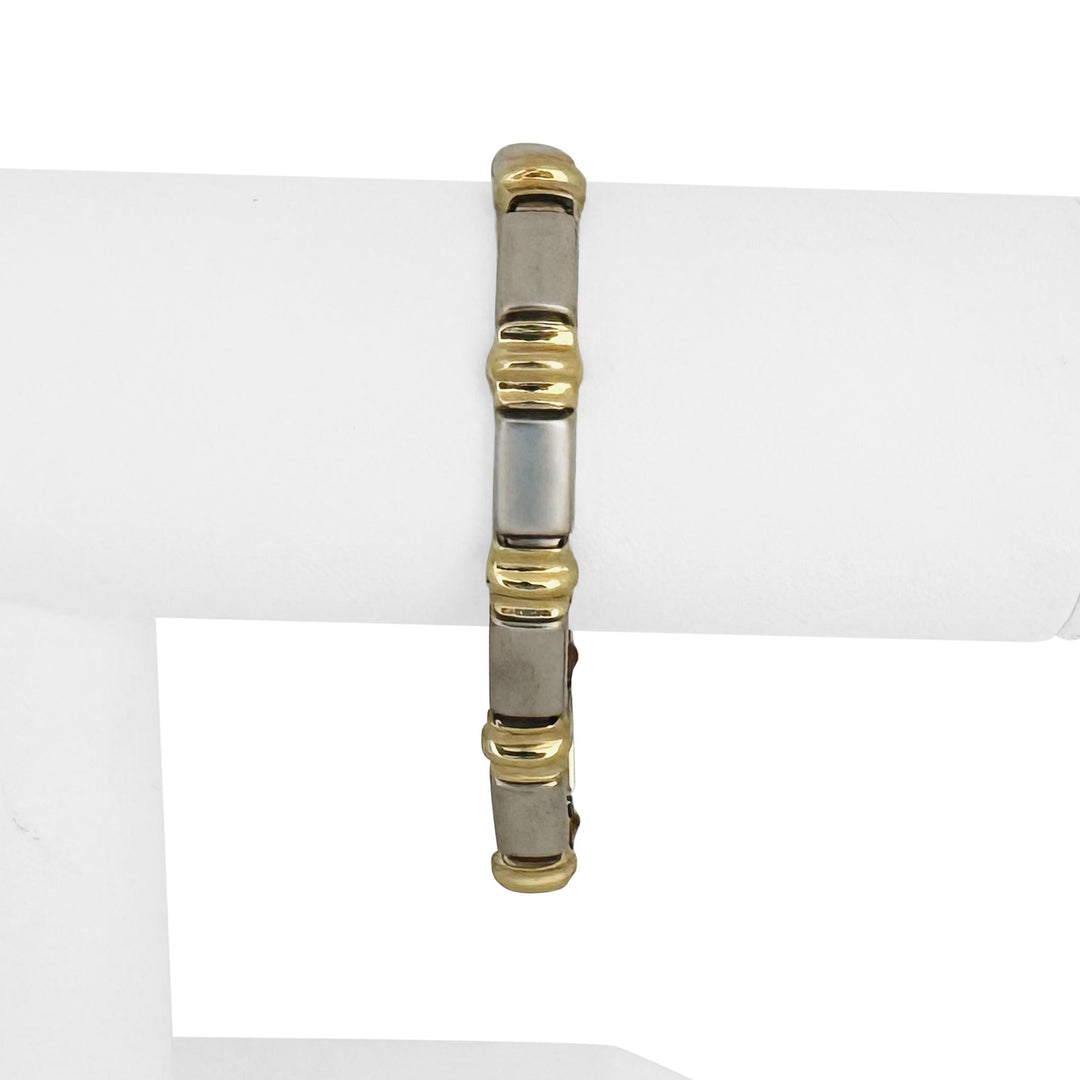 14k Yellow and White Gold 10.5g Fancy Link Bracelet Turkey 7"