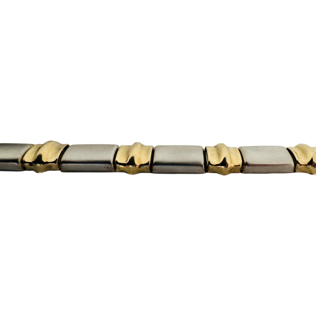 14k Yellow and White Gold 10.5g Fancy Link Bracelet Turkey 7"