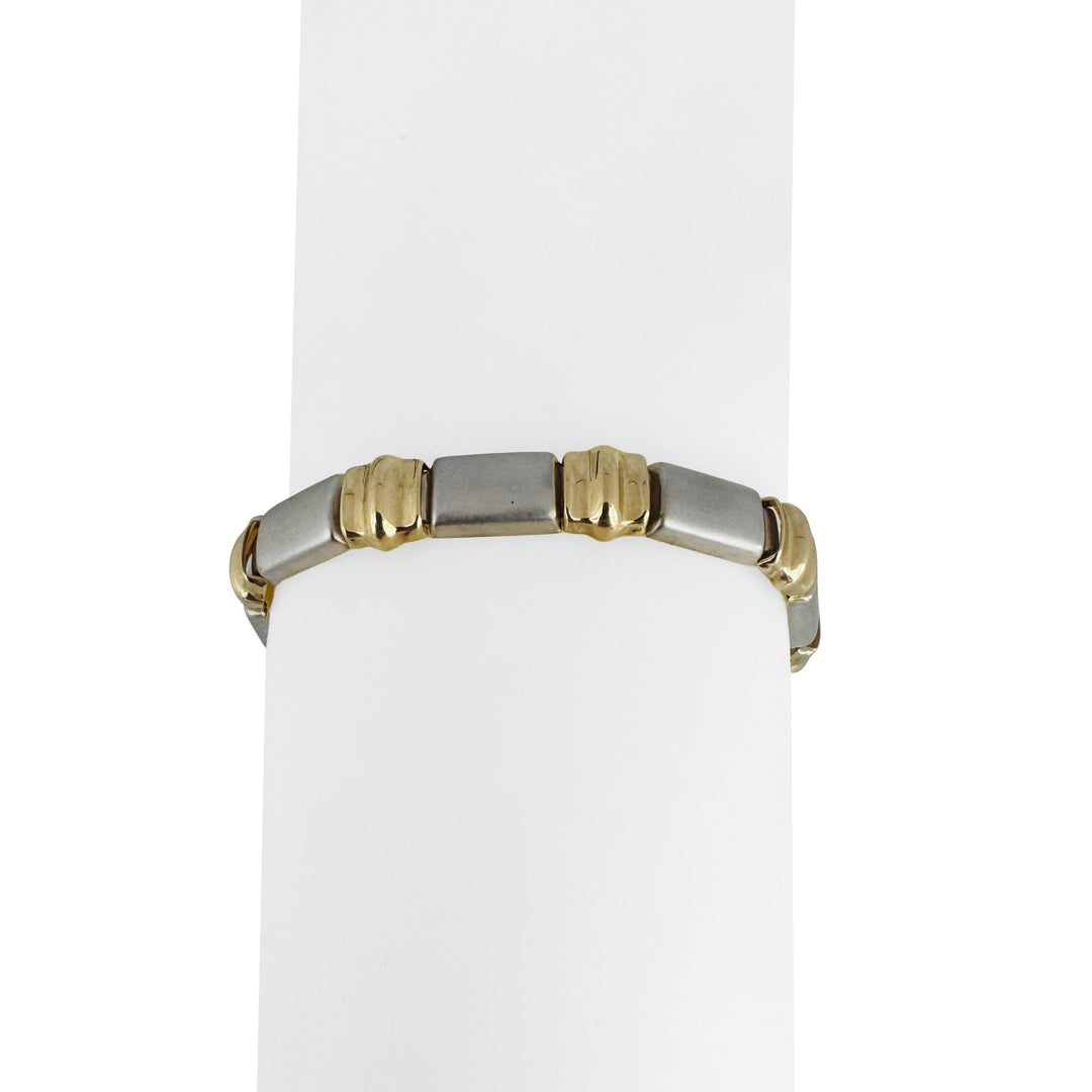 14k Yellow and White Gold 10.5g Fancy Link Bracelet Turkey 7"