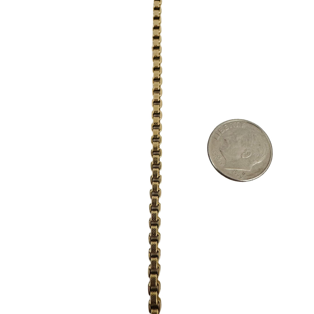 14k Yellow Gold 4.3g Hollow Light 2.8mm Ladies Box Link Bracelet Italy 7"