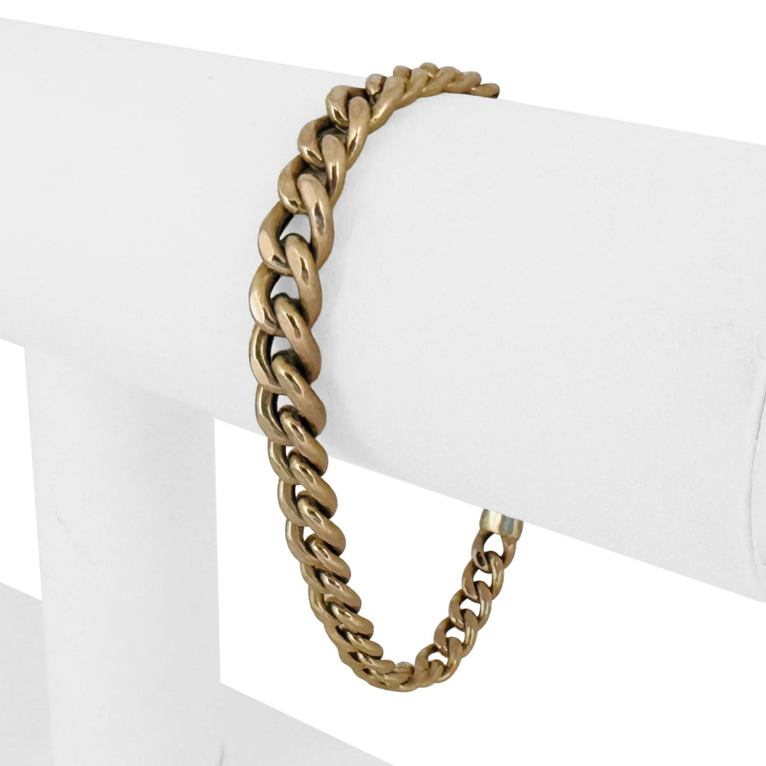 14k Yellow Gold 8.2g Ladies Hollow Graduated Curb Link Bracelet Italy 7"