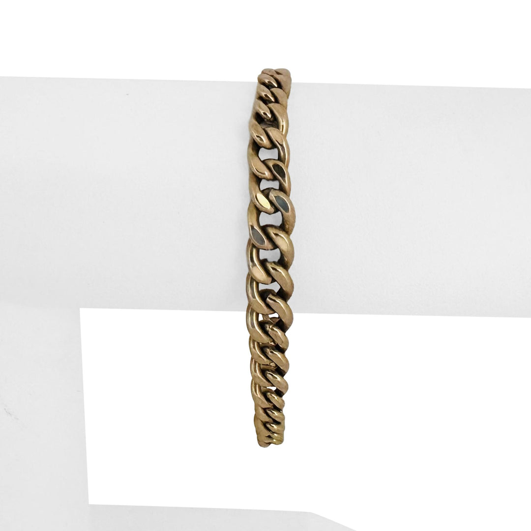 14k Yellow Gold 8.2g Ladies Hollow Graduated Curb Link Bracelet Italy 7"