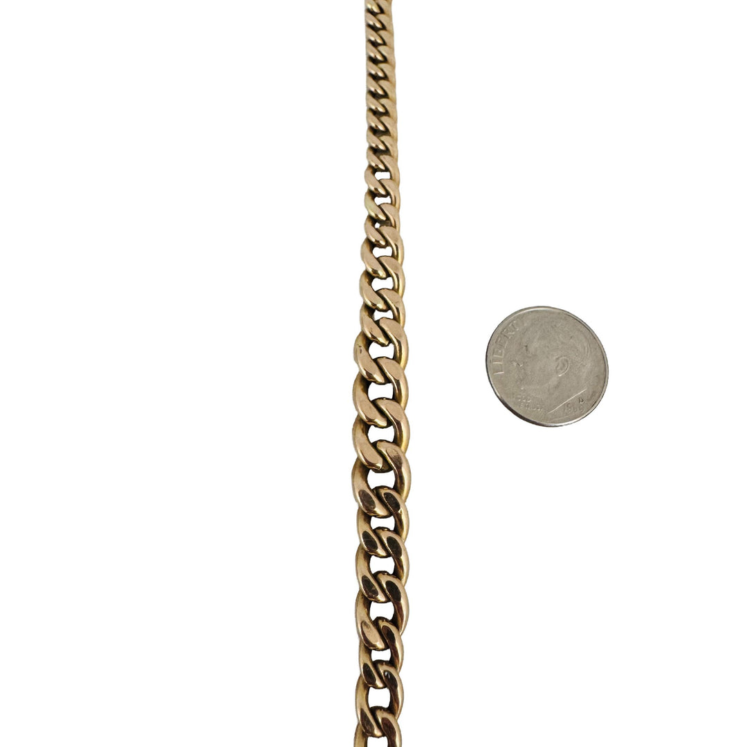 14k Yellow Gold 8.2g Ladies Hollow Graduated Curb Link Bracelet Italy 7"