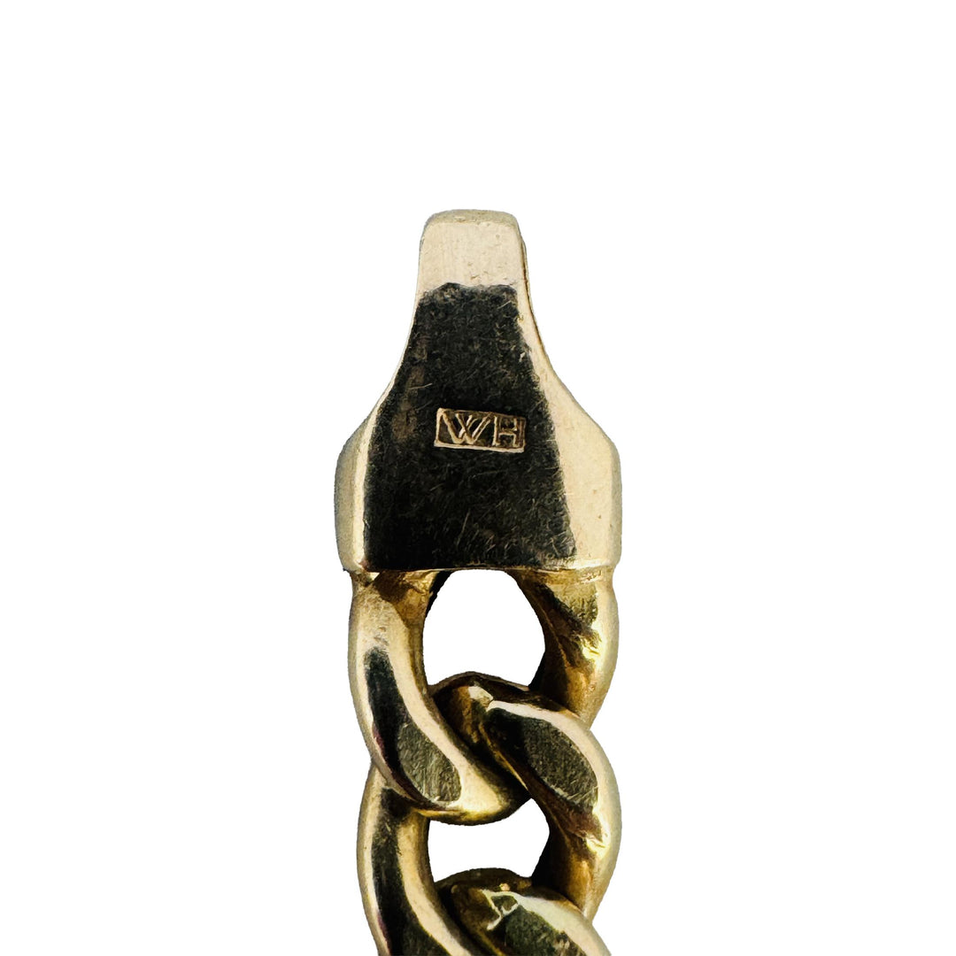 14k Yellow Gold 8.2g Ladies Hollow Graduated Curb Link Bracelet Italy 7"