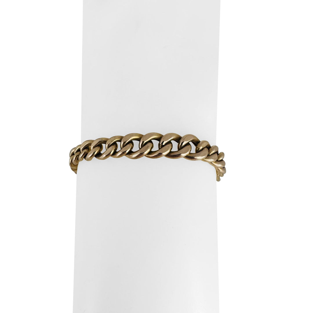 14k Yellow Gold 8.2g Ladies Hollow Graduated Curb Link Bracelet Italy 7"
