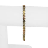14k Yellow White and Rose Gold 6g Diamond Cut Link Bracelet 7.25"