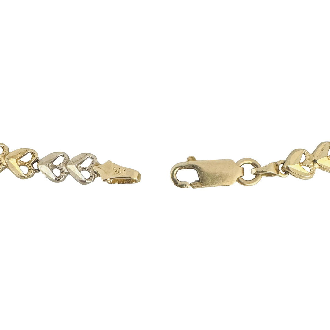 14k Yellow White and Rose Gold 6g Diamond Cut Link Bracelet 7.25"