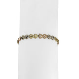 14k Yellow White and Rose Gold 6g Diamond Cut Link Bracelet 7.25"