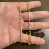 24k Pure Yellow Gold 17g Solid Heart Bar and Cable Link Chain Necklace 20"