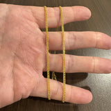 24k Pure Yellow Gold 12.5g Solid Thin 2.2mm Curb Link Chain Necklace 19"
