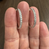 14k White Gold and 1cttw Diamond Hoop Earrings 1"