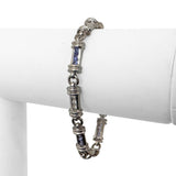 14k White Gold Tanzanite and Diamond 19.8g Bar Link Bracelet 7"