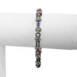 14k White Gold Tanzanite and Diamond 19.8g Bar Link Bracelet 7"