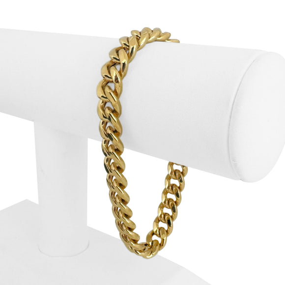 14k Yellow Gold 7.9g Hollow Polished 9.5mm Cuban Link Bracelet 8.25
