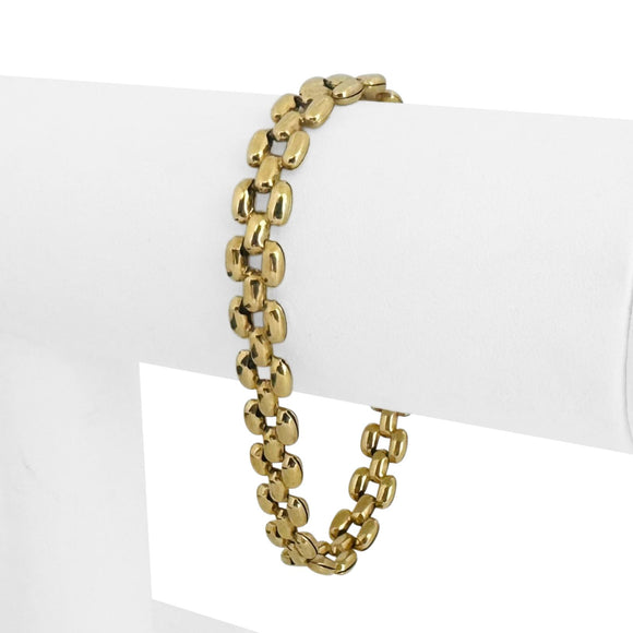 14k Yellow Gold 7.9g Hollow Polished 8mm Panther Link Bracelet Italy 7.25