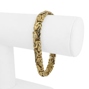 14k Yellow Gold 15.2g Thick Ladies 8mm Byzantine Link Bracelet 7.25"