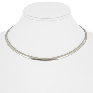 14k White Gold 23.8g Solid Ladies 4mm Omega Link Necklace Italy 16"