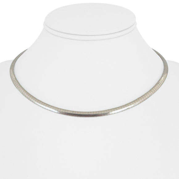 14k White Gold 23.8g Solid Ladies 4mm Omega Link Necklace Italy 16