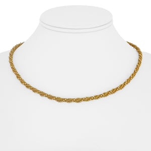 14k Yellow Gold 17.9g Vintage 4mm Beaded Rope Twist Necklace Italy 17.5"