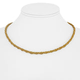 14k Yellow Gold 17.9g Vintage 4mm Beaded Rope Twist Necklace Italy 17.5"